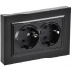 BRITE Розетка 2-местная с заземлением без защитных шторок плоская 16А в сборе РСПл12-3-БрЧ черный   BR-R27-16-K02-F  IEK
