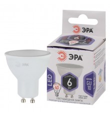 Лампа светодиодная LED MR16-6W-860-GU10 (диод, софит, 6Вт, холод, GU10) (10/100/4800)  Б0049070  ЭРА