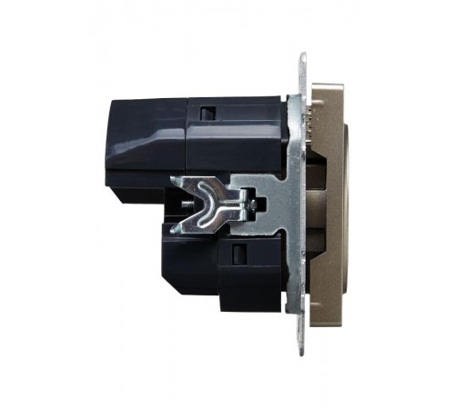 BRITE Розетка с заземлением со шторками 16А с USB A+A 2,1А РЮш10-1-БрШ шампань  BR-R14-16-U21-D21-K37  IEK