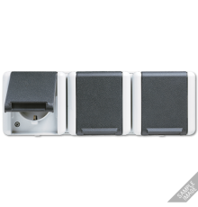 Тройная  горизонтальная SCHUKO-розетка 16A 250V ~; для накладного монтажа IP44  8230NAW  Jung