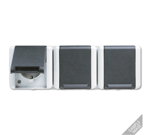 Тройная  горизонтальная SCHUKO-розетка 16A 250V ~; для накладного монтажа IP44  8230NAW  Jung