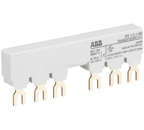 Шинная разводка 3-фазн. PS1-2-2-65 до 65А для 2-х автоматов типа MS116, MS132 с 2-я доп. контактами  1SAM201906R1122  ABB