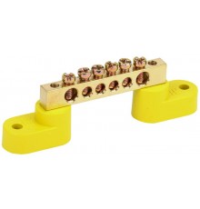 Шина PE "земля" на двух угловых изоляторах ШНИ-6х9-6-У2-Ж  YNN10-69-6C2-K05  IEK