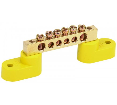 Шина PE "земля" на двух угловых изоляторах ШНИ-6х9-6-У2-Ж  YNN10-69-6C2-K05  IEK