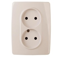 Розетка 2-ая без заземления 16A-250В IP20 винт Эра12 слоновая кость  Б0031249  ЭРА