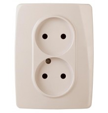 Розетка 2-ая без заземления 16A-250В IP20 винт Эра12 слоновая кость  Б0031249  ЭРА