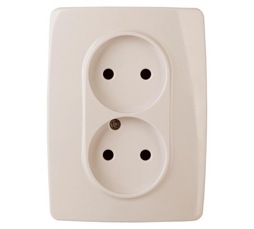 Розетка 2-ая без заземления 16A-250В IP20 винт Эра12 слоновая кость  Б0031249  ЭРА