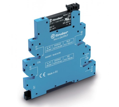 Интерфейсный модуль, твердотельное реле, серия MasterOUTPUT; выход 6A (24В DC); питание 230-24В AC  392082309024  Finder