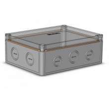 Коробка 240х190х93 АБС-пластик,серый цвет корпуса,крышка низкая,прозрачная,DIN-рейка РП1  КР2803-423  HEGEL