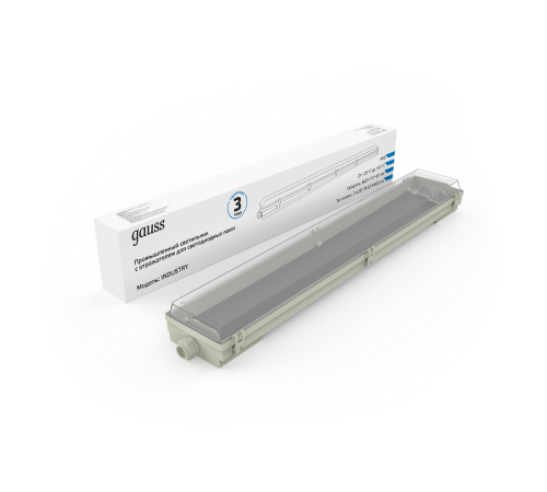 Светильник светодиодный промышленный линейный СПП-Т8-G13 INDUSTRY 220-230V IP65 660*107*61мм для LED ламп 2х600мм  909410260  Gauss