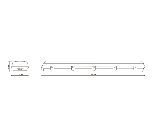 Светильник светодиодный промышленный линейный СПП-Т8-G13 INDUSTRY 220-230V IP65 660*107*61мм для LED ламп 2х600мм  909410260  Gauss