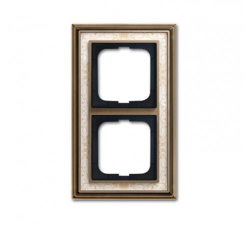 Рамка 2-постовая, серия Династия, Латунь античная, белая роспись  1754-0-4591   2CKA001754A4591  ABB