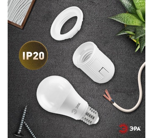 Патрон Е27 с кольцом, пластик, белый (x50)  Б0043748  ЭРА