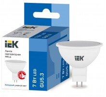 Лампа светодиодная LED 7Вт GU5.3 230В 6500К ECO MR16 софит  LLE-MR16-7-230-65-GU5  IEK