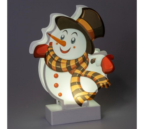 Новогодний декоративный светильник Снеговичок  EGNDS-08  холодный белый диодов , h 24 см, 3*АА, IP20  Б0051932  ЭРА