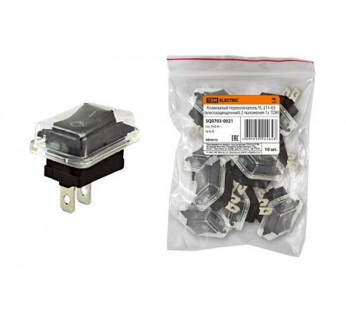 Клавишный переключатель YL-211-03 черный (влагозащищенный) 2 положения 1з  SQ0703-0021  TDM