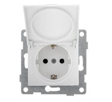 Bravo Розетка 1-ой с/з с з/ш и крышкой,СУ , 16А, 250В, белый  С10Р91-001  GUSI Electric