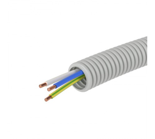 Труба гибкая гофрированная ПВХ 16мм с проводом РЭК "ГОСТ+" ПВ-1(ПуВ)3*2,5 (25м)  9V91625  DKC