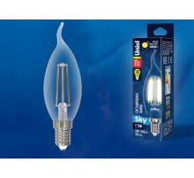 Лампа светодиодная LED-CW35-11W/3000K/E14/CL PLS02WH LED. "свеча на ветру", прозр. Серия Sky. 3000К .  UL-00005170  Uniel