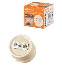 Розетка телефонная RJ11 + компьютерная RJ45 сл. кость "Болонь"  SQ1820-0352  TDM