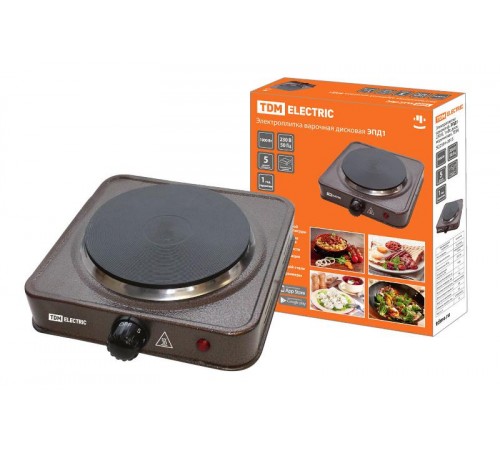 Электроплитка одноконф. ЭПД1 230 В, 1 кВт, диск, коричневая,  SQ2504-0013  TDM