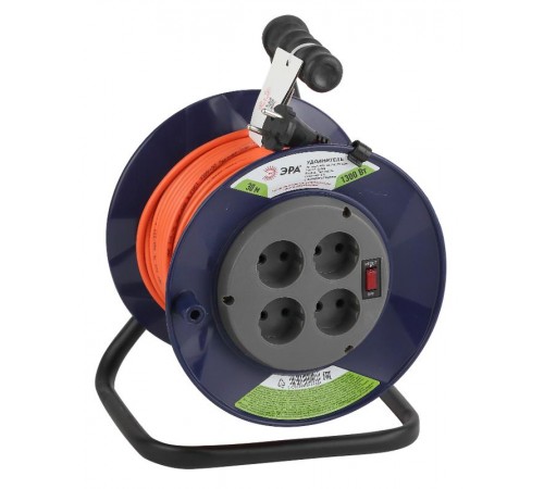 Удлинитель силовой ЭРА RPx-4s-2x0.75-30m на п. катушке б/з 4 гн 30м ПВС 2х0.75  Б0043048  ЭРА