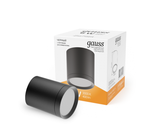 Светильник светодиодный  накладной с рассеивателем HD014 6W (черный) 3000K 68х75,400лм, 1/30  HD014  Gauss