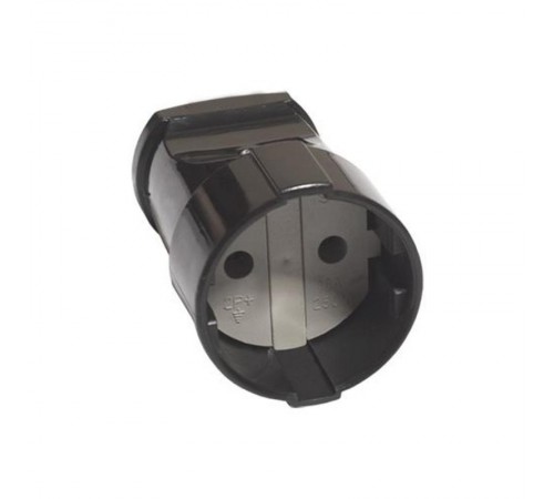 Кабельная розетка 2П б/з с з/ш 10А 250B черная  SQ1806-0030  TDM