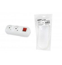 Колодка розеточная 2 гнезда 2П+3 c выключателем 16А 250В белая серии "Народная"  SQ1806-0415  TDM