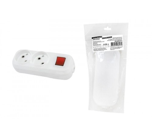 Колодка розеточная 2 гнезда 2П+3 c выключателем 16А 250В белая серии "Народная"  SQ1806-0415  TDM