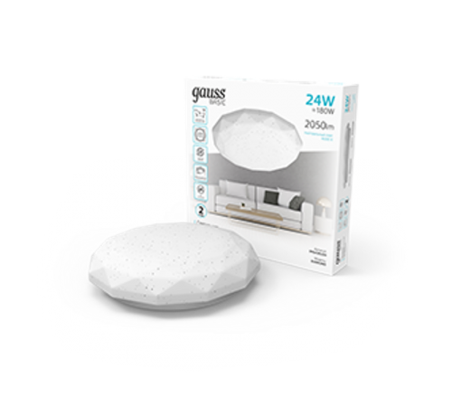 Светильник светодиодный бытовой Basic Space Diamond НПС 24W 2050lm 4000K 220-240V IP20 340*75 LED 1/20  995439224  Gauss