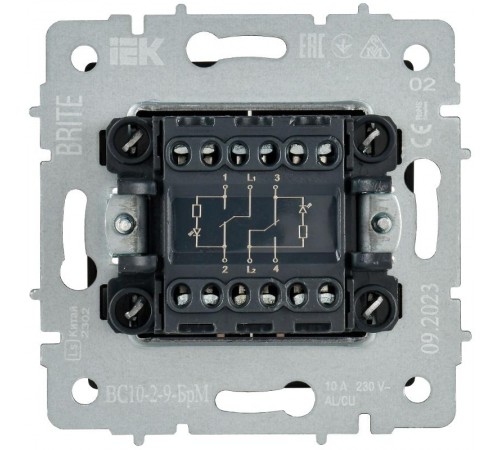 BRITE Выключ. 2-кл. с инд. отел. 10А ВС10-2-9-БрМ мар.  BR-V20-2-10-K35  IEK