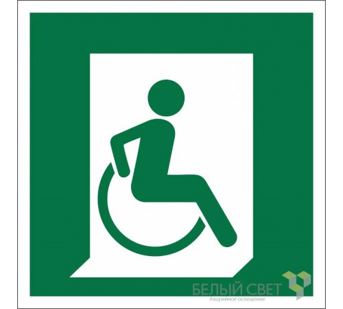 Знак безопасности BL-2020B.E60-02"Выход для МГН здесь (правосторонний)"  a21292  Белый свет