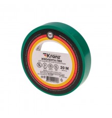 Изолента ПВХ 0.13х15 мм, 20 м, зеленая  KR-09-2603  Kranz