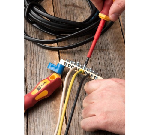 Шина "0" N (6х9мм) 10 отверстий латунь 2 синих угловых изолятора EKF PROxima  sn0-2-63-10  EKF