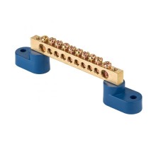 Шина "0" N (6х9мм) 10 отверстий латунь 2 синих угловых изолятора EKF PROxima  sn0-2-63-10  EKF