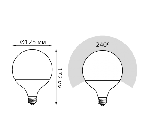 Лампа светодиодная Black LED G125 E27 22W 1780lm 3000K  105102122  Gauss