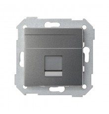 Розетка прямая для передачи данных со шторкой на 1 разъем RJ45 цвета матовый титан S82 Concept  8200005-096  Simon
