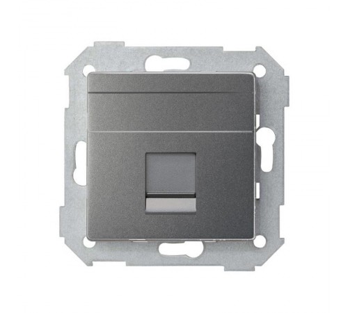 Розетка прямая для передачи данных со шторкой на 1 разъем RJ45 цвета матовый титан S82 Concept  8200005-096  Simon