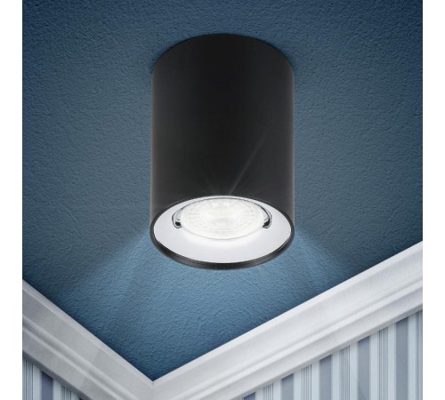 Светильник накладной подсветка OL1 GU10 BK/CH под лампу GU10, D80*100мм, черный/хром  Б0041502  ЭРА