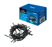 Гирлянда светодиодная  с контроллером  ULD-S0800-100/DGA MULTI IP20   100 диодов, 8 м, разноцветная, IP20, шнур зеленый  07924  Uniel