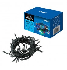 Гирлянда светодиодная  с контроллером  ULD-S0800-100/DGA MULTI IP20   100 диодов, 8 м, разноцветная, IP20, шнур зеленый  07924  Uniel
