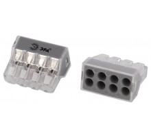 Клемма  NO-225-366 быстрозажимная 773-608 прозрачная 8-проводная 0.75-4.0 мм2 упаковка 20 шт  Б0067911  ЭРА