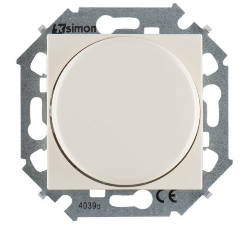 Simon 15 Сл. кость Светорегулятор поворотно-нажимной электронный, переключатель, 500Вт 230В, винт. зжим  1591790-031  Simon