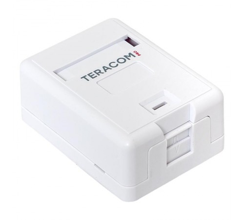 Корпус настенной розетки TERACOM PRO на 1 модуль Keystone со шторкой и маркером белый  TRP-EBOX-1KSTN-WH  EKF