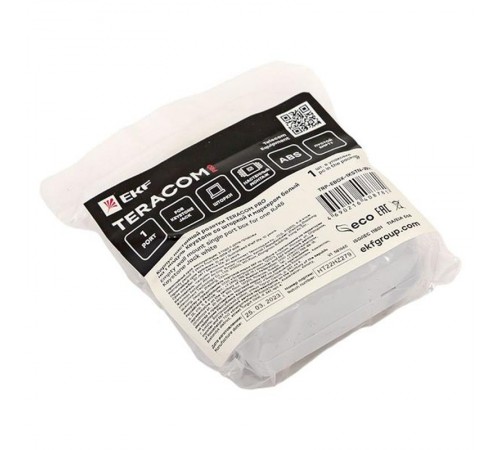 Корпус настенной розетки TERACOM PRO на 1 модуль Keystone со шторкой и маркером белый  TRP-EBOX-1KSTN-WH  EKF