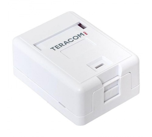Корпус настенной розетки TERACOM PRO на 1 модуль Keystone со шторкой и маркером белый  TRP-EBOX-1KSTN-WH  EKF