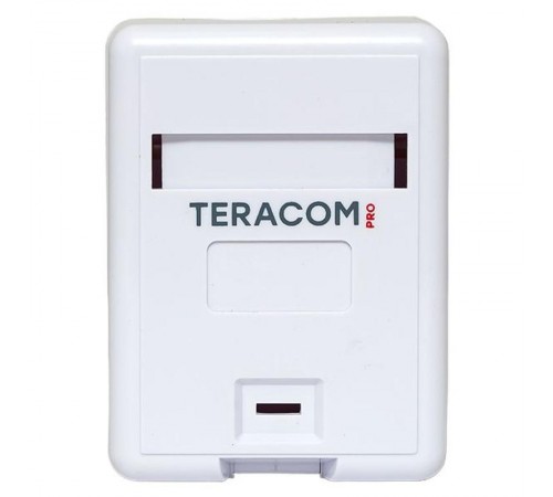 Корпус настенной розетки TERACOM PRO на 1 модуль Keystone со шторкой и маркером белый  TRP-EBOX-1KSTN-WH  EKF