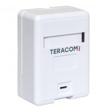 Корпус настенной розетки TERACOM PRO на 1 модуль Keystone со шторкой и маркером белый  TRP-EBOX-1KSTN-WH  EKF