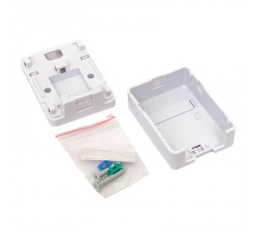 Корпус настенной розетки TERACOM PRO на 1 модуль Keystone со шторкой и маркером белый  TRP-EBOX-1KSTN-WH  EKF